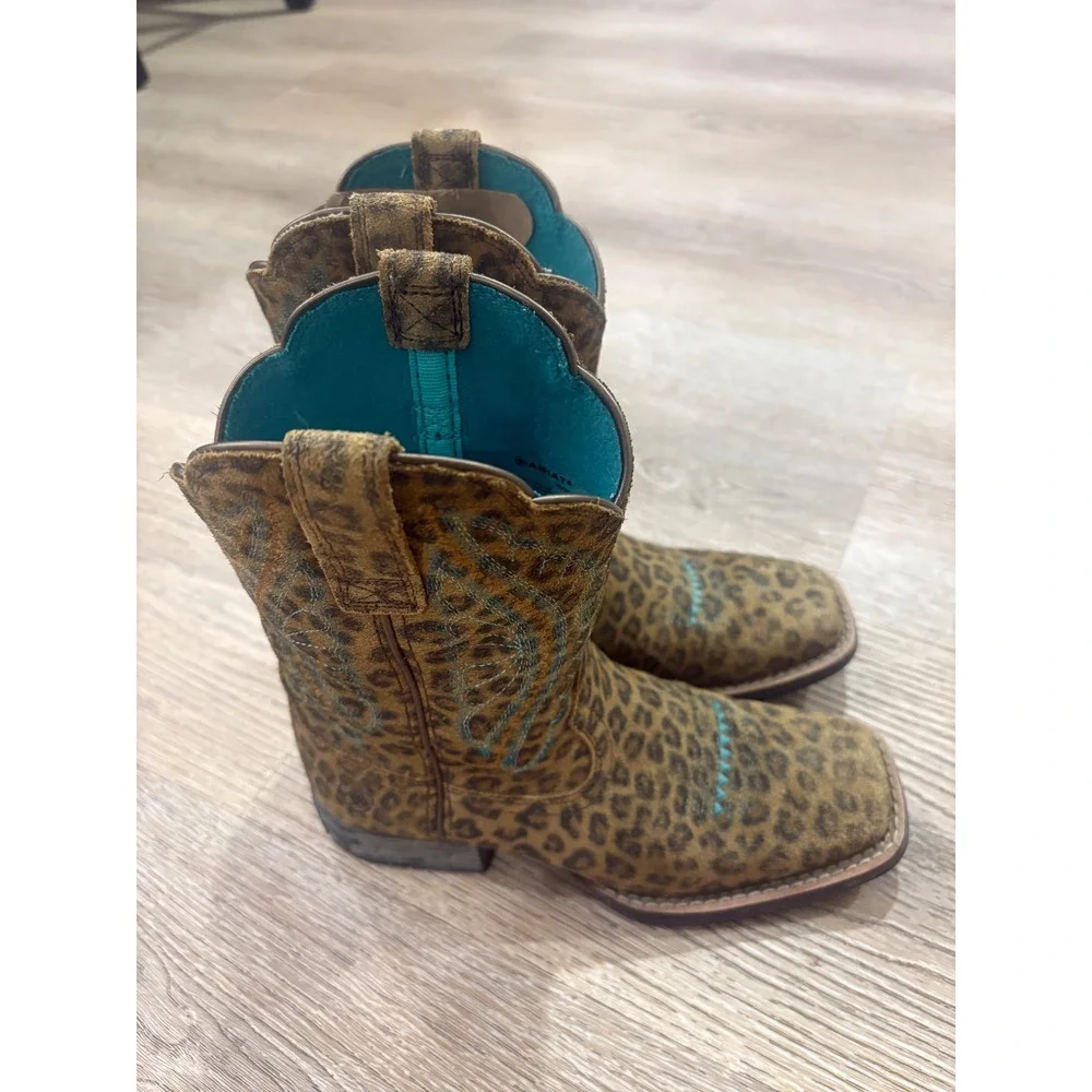 Ariat Primetime Girls Leopard Print Western Boots Toddler Size 1 Style 10044422